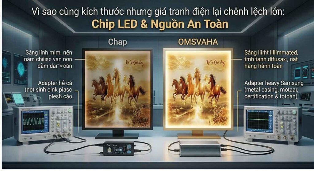 Vì Sao Cùng Kích Thước Nhưng Giá Tranh Điện Lại Chênh Lệch Lớn Trên Thị Trường