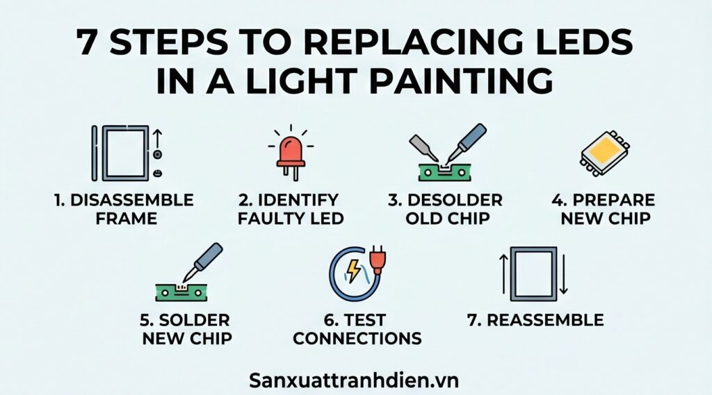 Quy trình thay đèn LED trong tranh điện đúng chuẩn