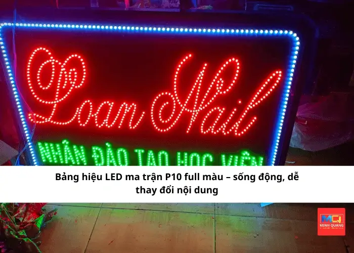 Bảng hiệu LED ma trận P10 full màu – sống động, dễ thay đổi nội dung