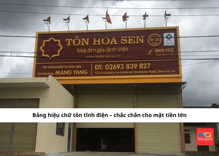 Bảng hiệu chữ tôn tĩnh điện – chắc chắn cho mặt tiền lớn