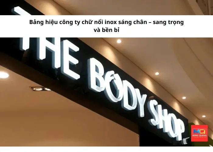 Bảng hiệu công ty chữ nổi inox sáng chân – sang trọng và bền bỉ