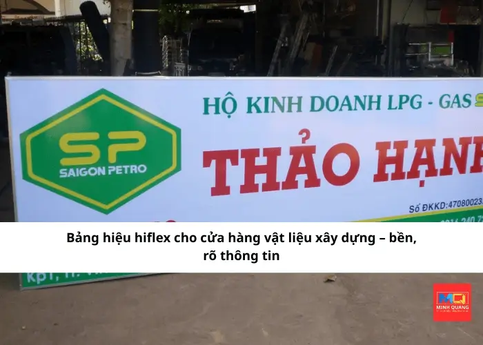 Bảng hiệu hiflex cho cửa hàng vật liệu xây dựng – bền, rõ thông tin