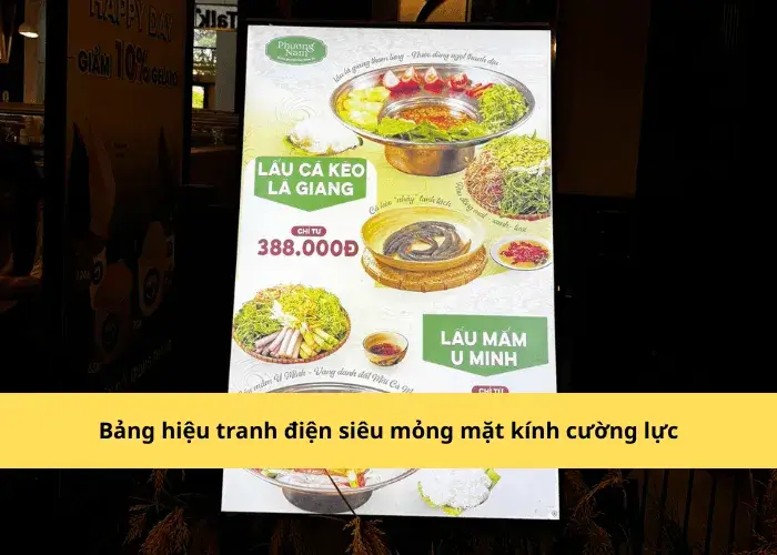 Bảng hiệu tranh điện siêu mỏng mặt kính cường lực