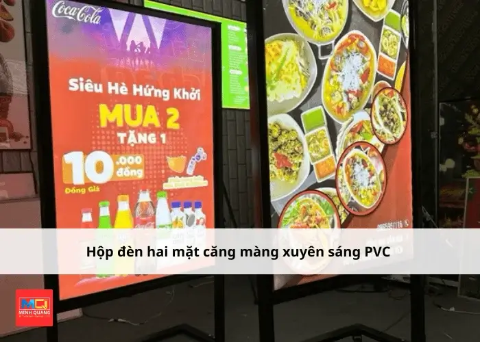 Hộp đèn hai mặt căng màng xuyên sáng PVC